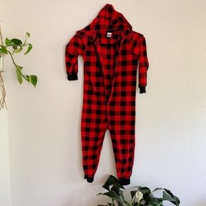 Kids buffalo plaid pajama onesie Christmas fall